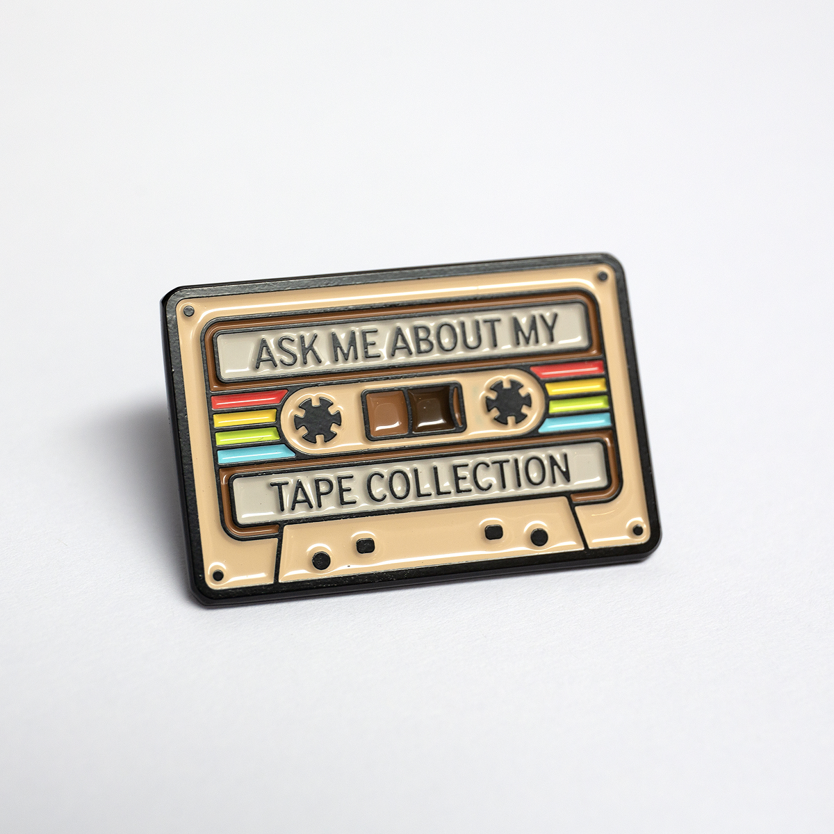 Ask Me About My Tape Collection enamel pin badge